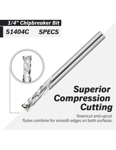Fresa de Compresión Zahyox 1/4" (6.35 mm) para CNC