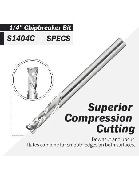Fresa de Compresión Zahyox 1/4" (6.35 mm) para CNC