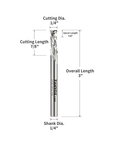 Fresa de Compresión Zahyox 1/4" (6.35 mm) para CNC