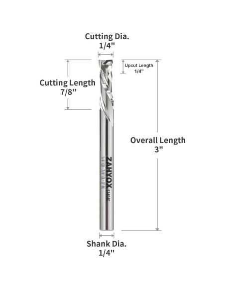 Fresa de Compresión Zahyox 1/4" (6.35 mm) para CNC