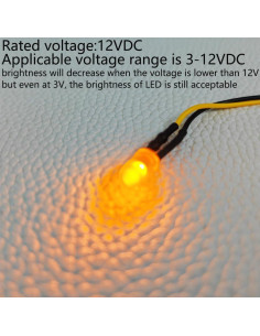 50 Luces LED Amarillas 5mm Gebildet 12VDC Preconectadas 2