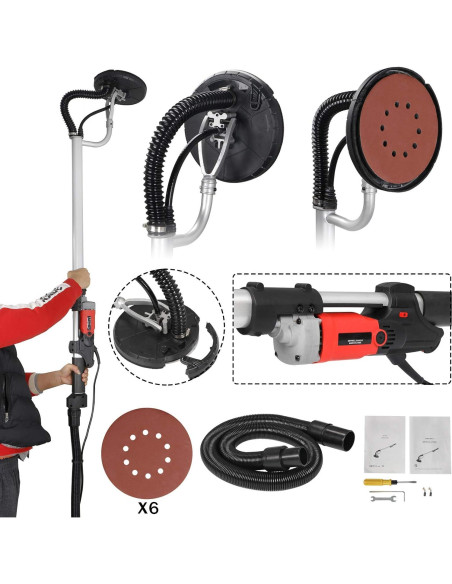 Lijadora de Paneles de Yeso Eléctrica BBBuy 800W 6 Discos 1000-2000 RPM Lijadora de Paneles de Yeso Eléctrica BBBuy 800W 6 Discos 1000-2000 RPM