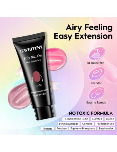 Kit de Uñas de Gel Polimérico JEWHITENY 14 Colores 27 Esmaltes