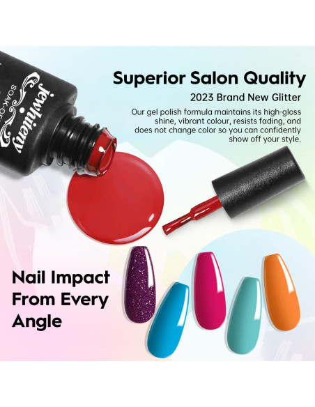 Kit de Uñas de Gel Polimérico JEWHITENY 14 Colores 27 Esmaltes