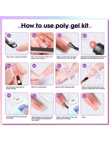 Kit de Uñas de Gel Polimérico JEWHITENY 14 Colores 27 Esmaltes