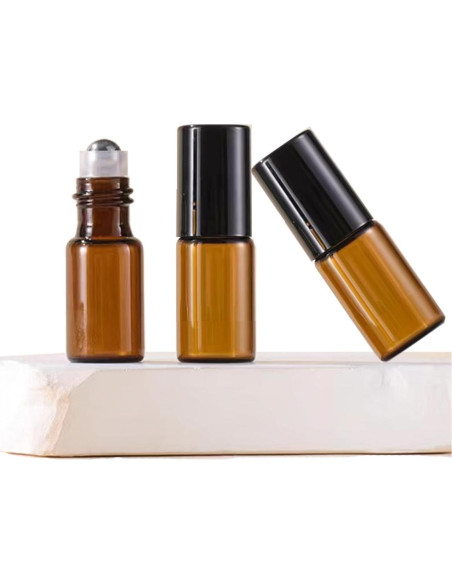 50 Botellas de Rodillo de Vidrio Ámbar 3ml AGENIZ para Aceites