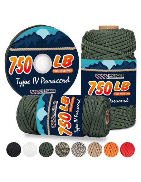 Cuerda Paracord 750 lb XKDOUS 36.576 m Verde Camo Nylon