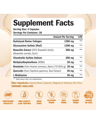 Suplemento Articular Vimerson Health 120 Cápsulas Glucosamina Colágeno