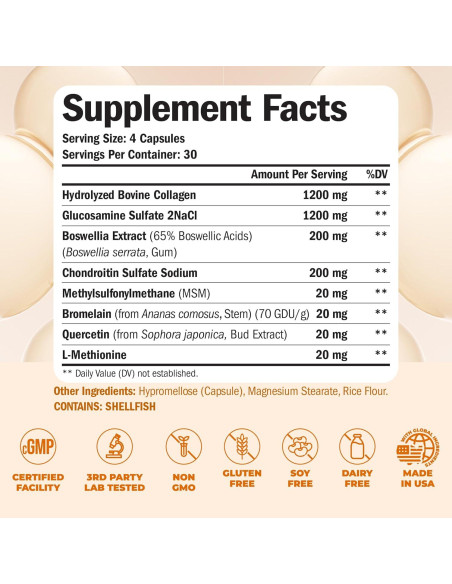 Suplemento Articular Vimerson Health 120 Cápsulas Glucosamina Colágeno