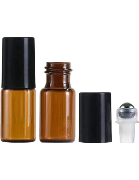 50 Botellas de Rodillo de Vidrio Ámbar 3ml AGENIZ para Aceites