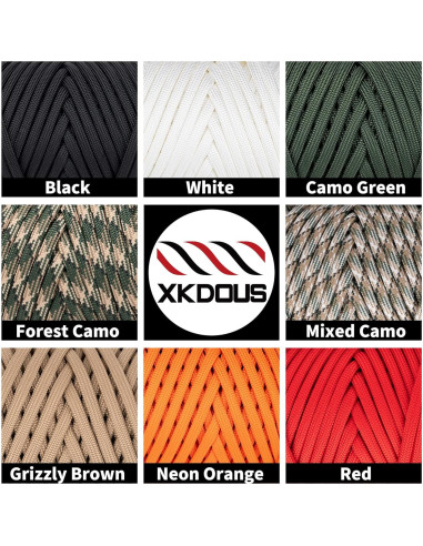 Cuerda Paracord 750 lb XKDOUS 36.576 m Verde Camo Nylon