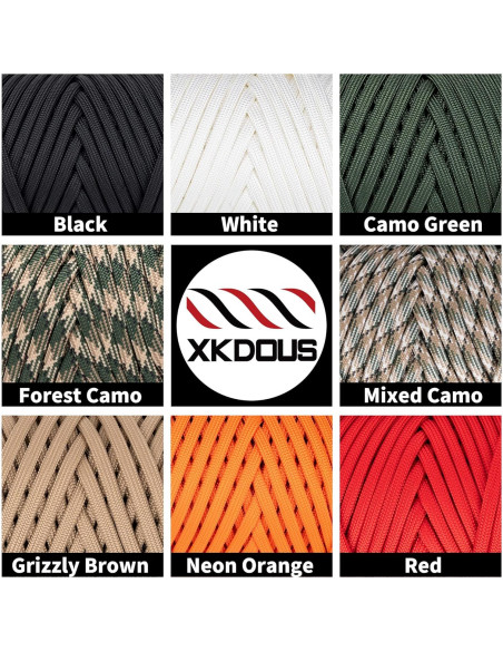 Cuerda Paracord 750 lb XKDOUS 36.576 m Verde Camo Nylon