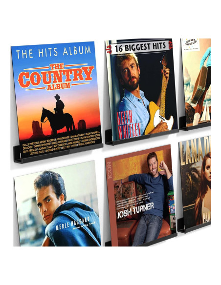 Estante de Exhibición de Discos de Vinilo FEMELI - 6 Piezas Acrílico Negro