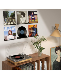 Estante de Exhibición de Discos de Vinilo FEMELI - 6 Piezas Acrílico Negro 2