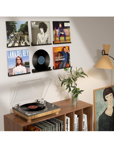 Estante de Exhibición de Discos de Vinilo FEMELI - 6 Piezas Acrílico Negro