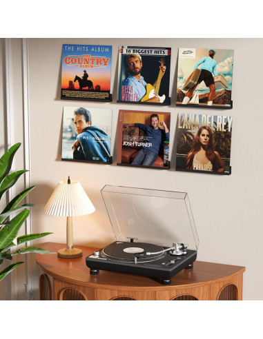 Estante de Exhibición de Discos de Vinilo FEMELI - 6 Piezas Acrílico Negro