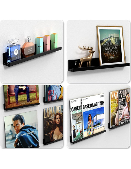 Estante de Exhibición de Discos de Vinilo FEMELI - 6 Piezas Acrílico Negro