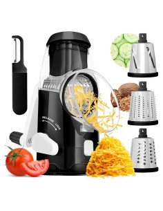 Rallador de Queso Rotativo BASSWOOD con Mango y Pelador