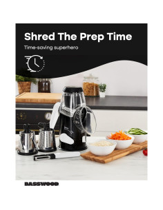 Rallador de Queso Rotativo BASSWOOD con Mango y Pelador 2