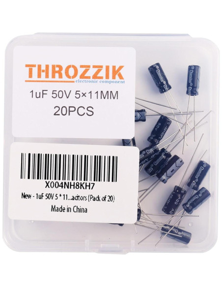 Capacitores Electrolíticos THROZZIK 1uF 50V 5x11mm 20pcs