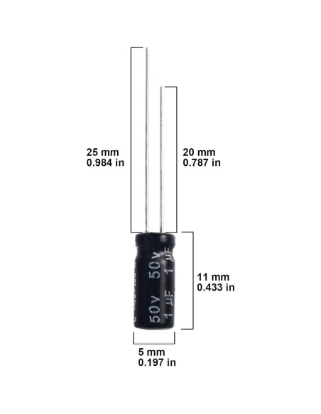 Capacitores Electrolíticos THROZZIK 1uF 50V 5x11mm 20pcs