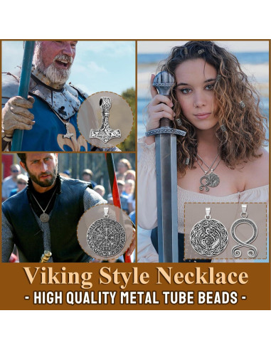 30 Piezas Collares Vikingos Fscwlmon con Runas y Martillo de Thor