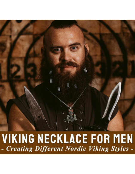 30 Piezas Collares Vikingos Fscwlmon con Runas y Martillo de Thor