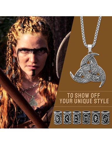 30 Piezas Collares Vikingos Fscwlmon con Runas y Martillo de Thor
