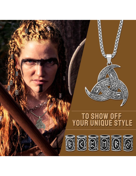 30 Piezas Collares Vikingos Fscwlmon con Runas y Martillo de Thor