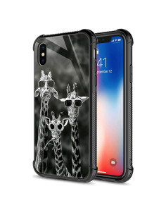 Funda Antichoque iPhone XS CARLOCA Jirafas Divertida Blanco Negro