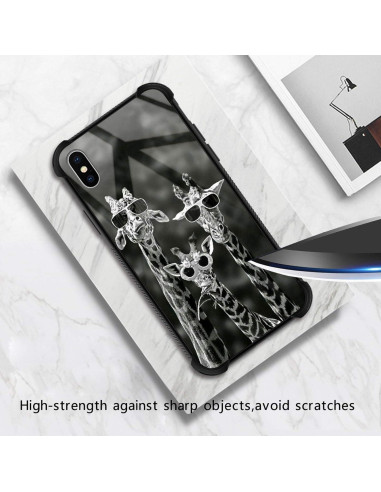 Funda Antichoque iPhone XS CARLOCA Jirafas Divertida Blanco Negro