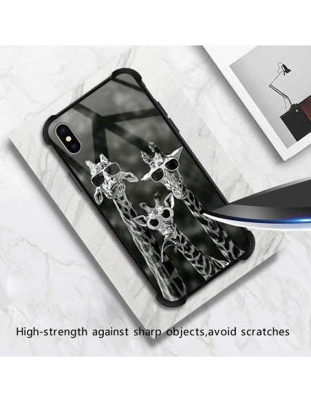 Funda Antichoque iPhone XS CARLOCA Jirafas Divertida Blanco Negro