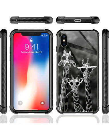 Funda Antichoque iPhone XS CARLOCA Jirafas Divertida Blanco Negro