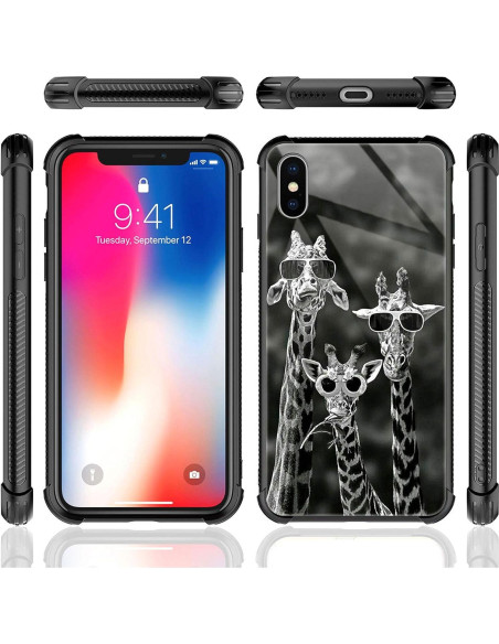 Funda Antichoque iPhone XS CARLOCA Jirafas Divertida Blanco Negro
