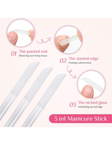 Set de 6 Herramientas de Manicura Maitys - Cutículas y Lima de Cristal