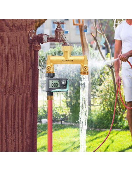 Divisor de Manguera de Jardín ZaakWang Doble Vía Latón 19 mm