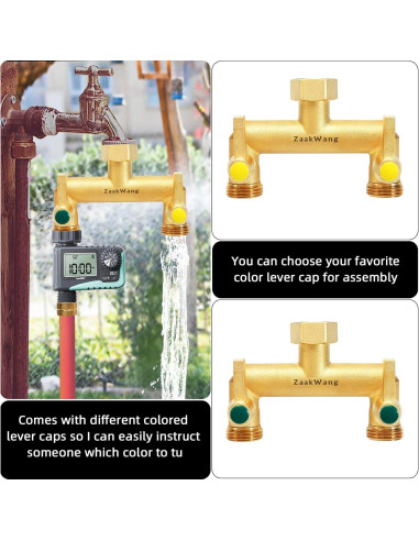 Divisor de Manguera de Jardín ZaakWang Doble Vía Latón 19 mm