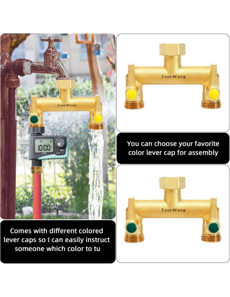 Divisor de Manguera de Jardín ZaakWang Doble Vía Latón 19 mm