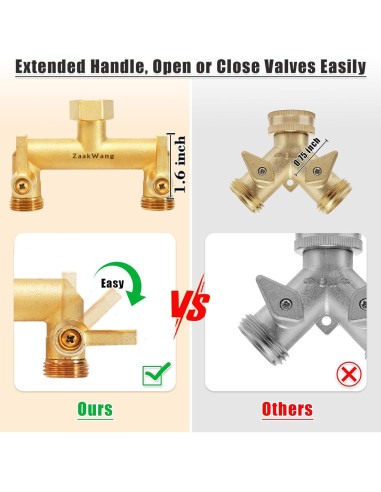 Divisor de Manguera de Jardín ZaakWang Doble Vía Latón 19 mm