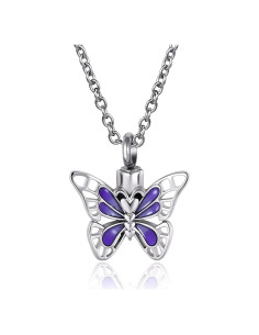Collar de cremación mariposa DWJSu para cenizas - Acero inoxidable