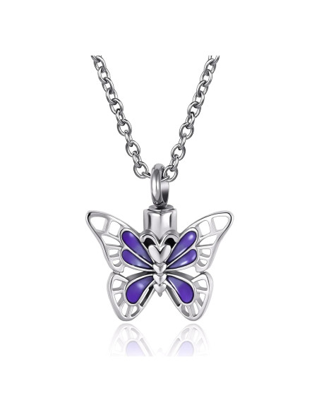 Collar de cremación mariposa DWJSu para cenizas - Acero inoxidable