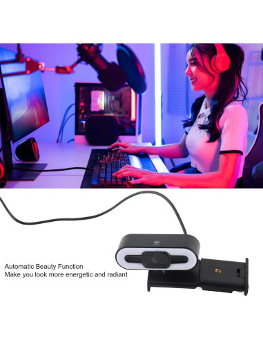 Cámara Web 4K YUEHISY con Micrófono y Luz de Relleno