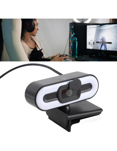 Cámara Web 4K YUEHISY con Micrófono y Luz de Relleno