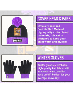 Set Gorro y Guantes de Invierno Fortnite Niños 5-13 Años 2