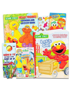 Libro para Colorear Sesame Street con 30 Pegatinas - 3 Libros