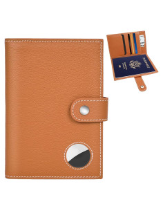 Portafolios de Pasaporte de Cuero Genuino Yours-Beauty Marrón con Bloqueo RFID