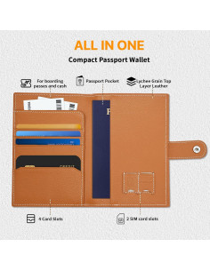 Portafolios de Pasaporte de Cuero Genuino Yours-Beauty Marrón con Bloqueo RFID 2