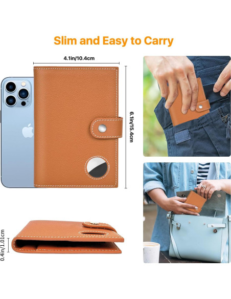 Portafolios de Pasaporte de Cuero Genuino Yours-Beauty Marrón con Bloqueo RFID