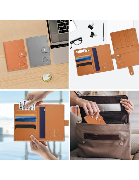Portafolios de Pasaporte de Cuero Genuino Yours-Beauty Marrón con Bloqueo RFID