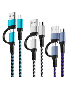 Cable USB C a C 60W QQLIKE 2-en-1 Carga Rápida 1.8m